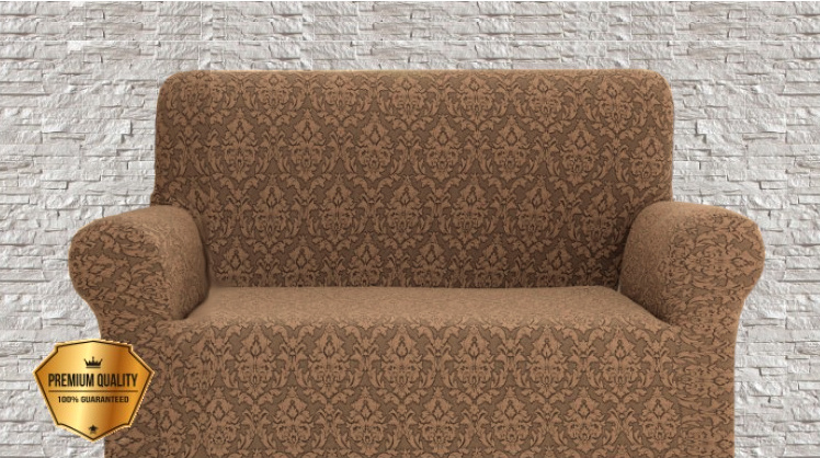Napínací potah na dvojkřeslo Baroko- hnědý