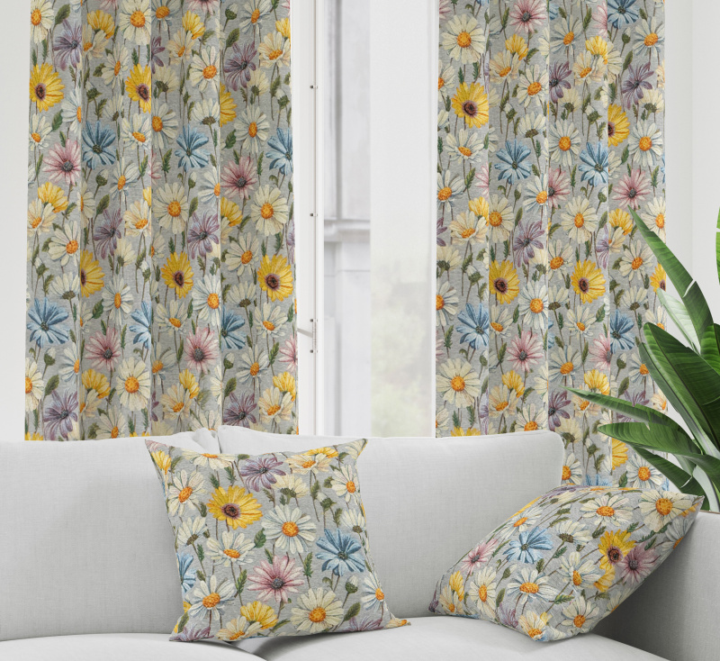 Ervi Gobelínový zatemňovací termo závěs - Pastelové květy