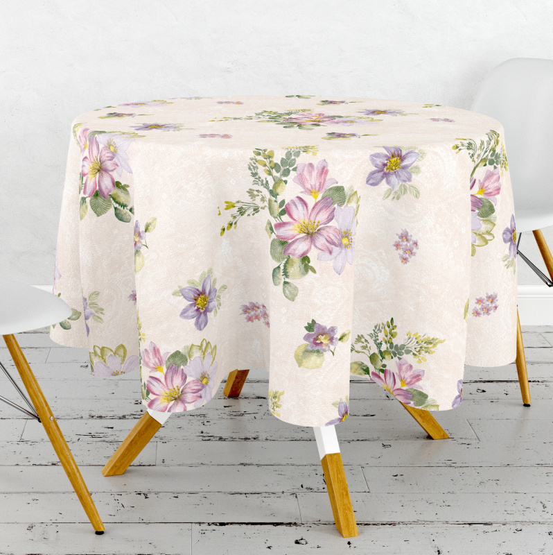 Ubrus PVC kulatý FL-1758-01 - Romantická květina (různé velikosti)