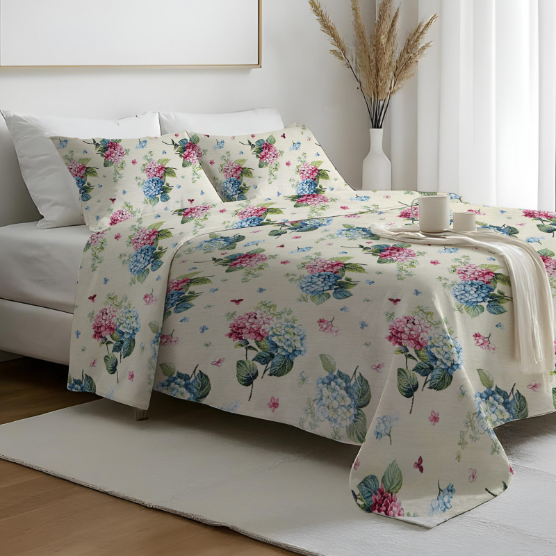 Ervi Gobelínový přehoz na postel jednolůžko/dvoulůžko - Kouzlo hortenzií