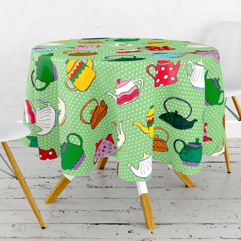 Ubrus PVC kulatý DC-1002A - Veselá čajovna (různé velikosti)