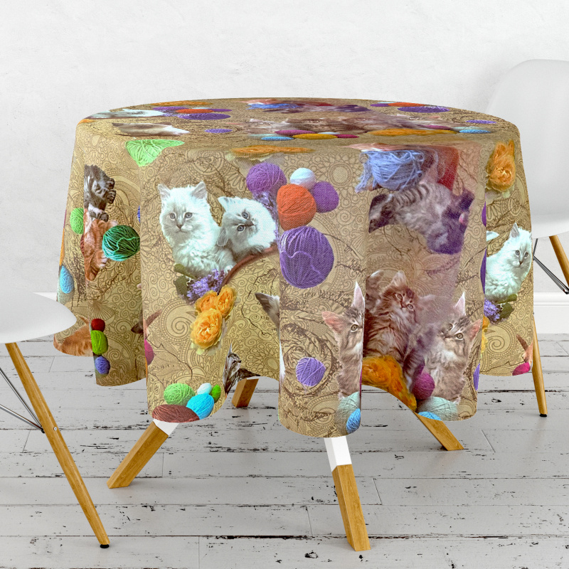 Ubrus PVC kulatý DC-720A – Koťátka (různé velikosti)