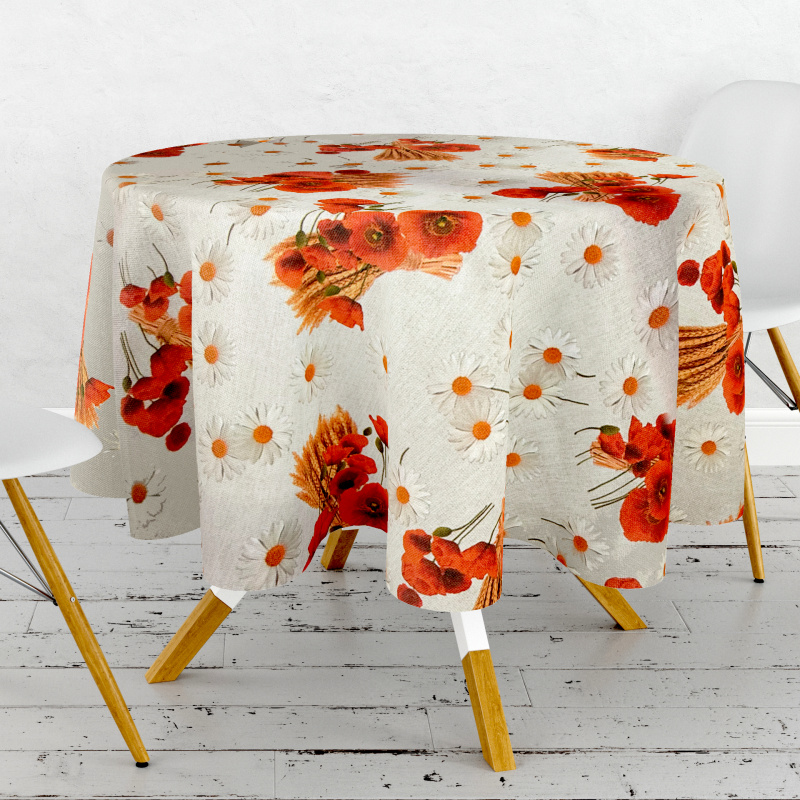 Ubrus PVC kulatý DC-6845B - Polní kvítí  (různé velikosti)