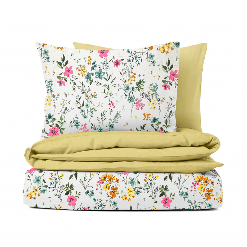 Ervi bavlněné KREPOVÉ povlečení DUO - Sladký Rozkvet 2/hořčice