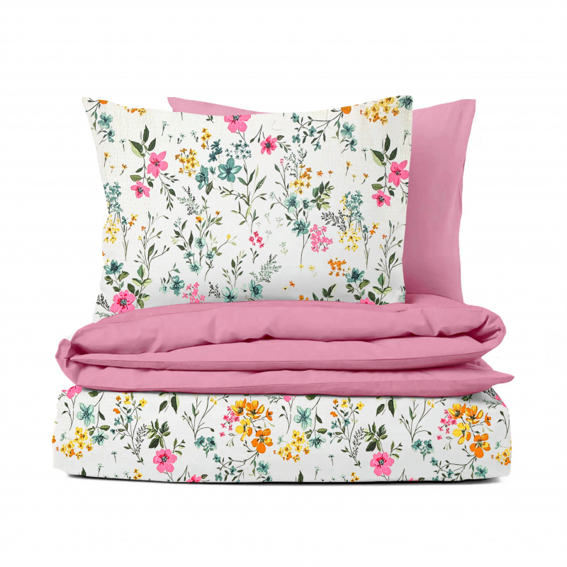 Ervi bavlněné KREPOVÉ povlečení DUO - Sladký Rozkvet 2/růžové