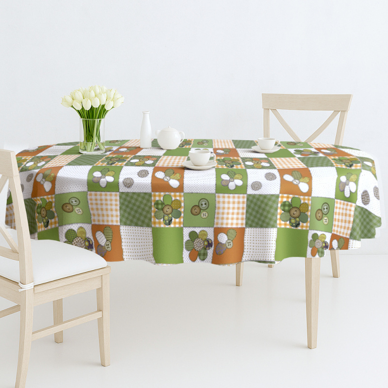 Ubrus PVC oválný FL-1763-02 - Knoflíková louka (různé velikosti)