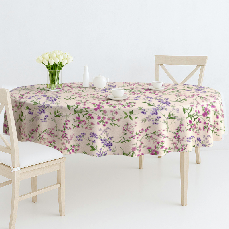 Ubrus PVC oválný DE-256D - Přírodní něha (různé velikosti)