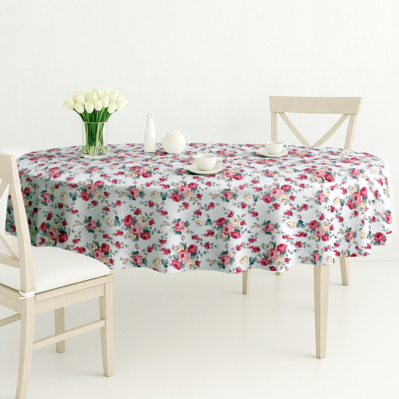 Ubrus PVC oválný M-095 - Růžičky (různé velikosti)