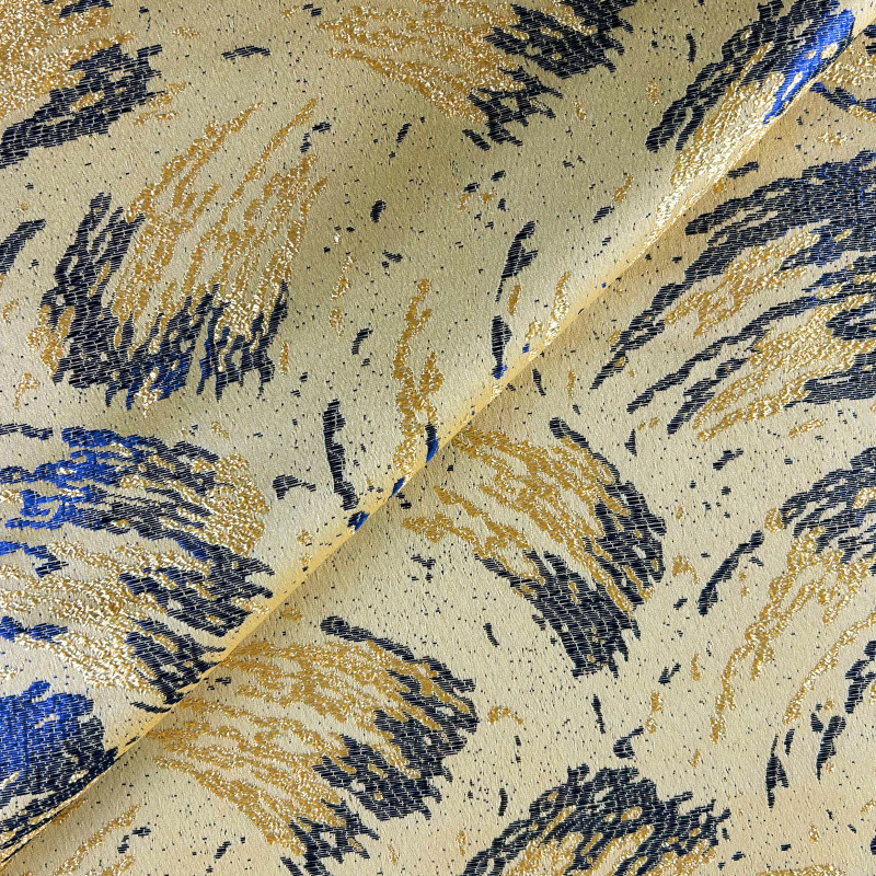 Dekorační látka Dekor zlato/modrá, metráž