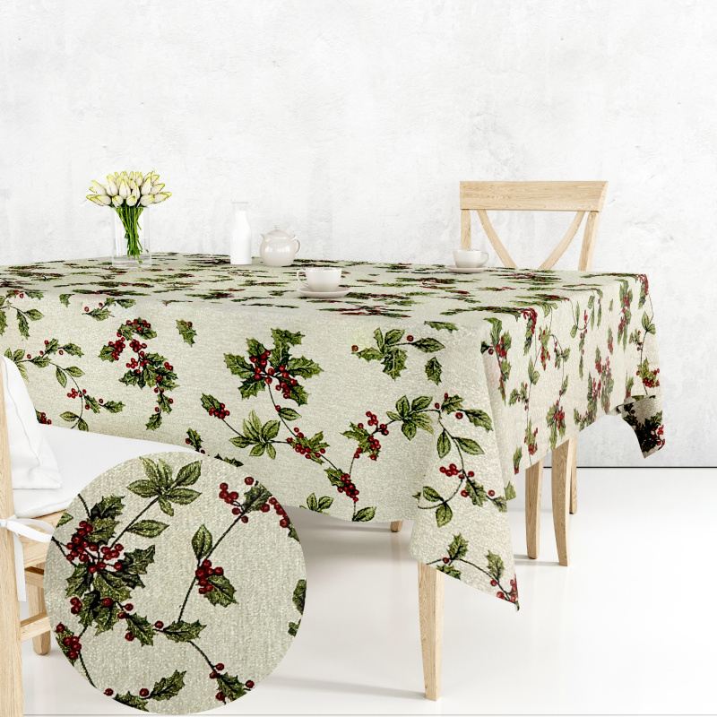 Ervi Gobelínový ubrus na stůl obdélníkový - Vánoční větvičky
