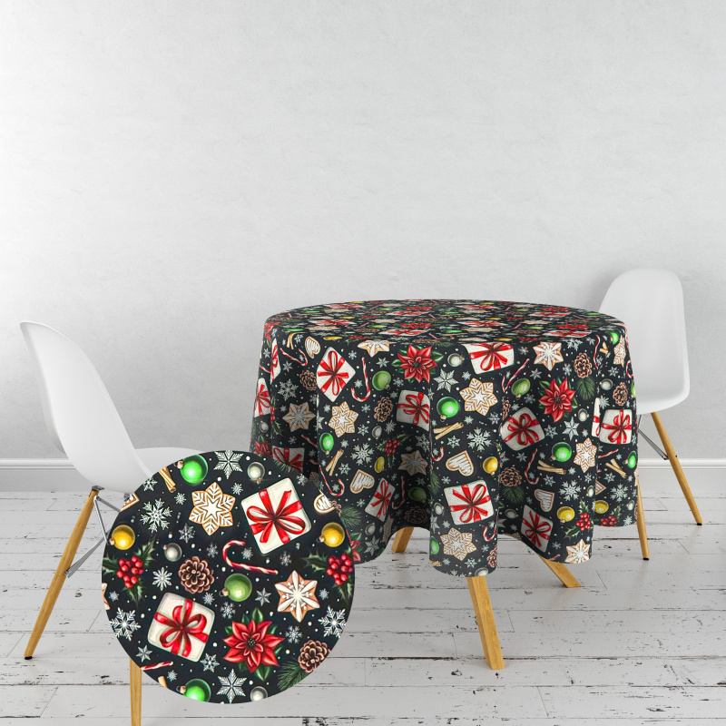 Ervi Teflonový ubrus na stůl kulatý Royal Lux - Čas Vánoc