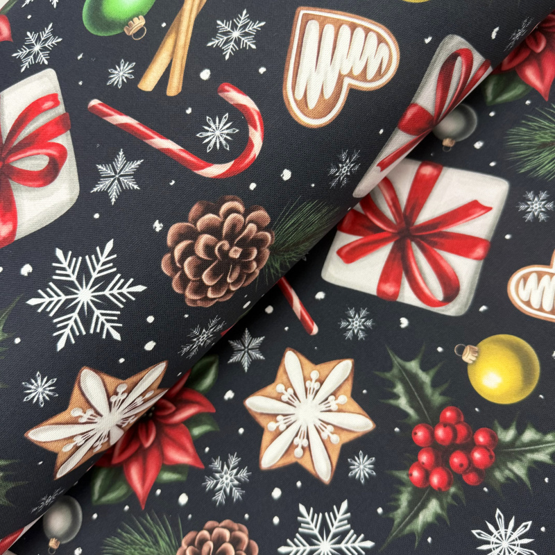 Ervi Teflonová látka/plátno Royal Lux š.180 cm - Čas Vánoc, metráž