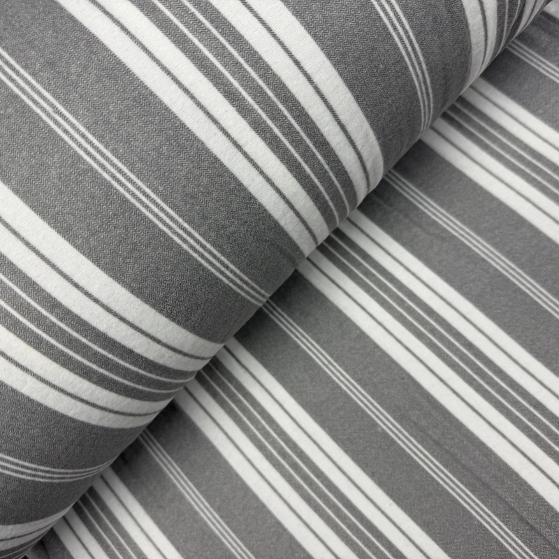 Ervi Bavlněná flanelová látka/plátno š.240cm Šedé pruhy, metráž