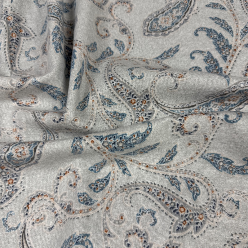 Ervi Bavlněná flanelová látka/plátno š.240cm Modrošedý ornament, metráž