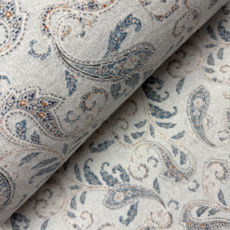 Ervi Bavlněná flanelová látka/plátno š.240cm Modrošedý ornament, metráž