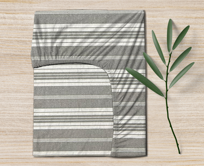 Ervi FLANELOVÉ napínací prostěradlo - Šedé pruhy