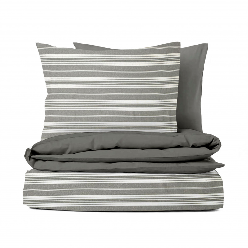 Ervi FLANELOVÉ bavlněné povlečení - Šedé pruhy/šedé