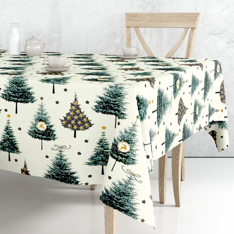 Ervi Teflonový ubrus na stůl obdélníkový Royal Lux - Vánoční stromečky
