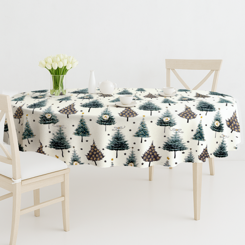 Ervi Teflonový ubrus na stůl oválný Royal Lux - Vánoční stromečky