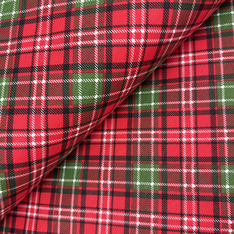 Ervi Teflonová látka/plátno Royal Lux š.180 cm - Vánoční káro, metráž