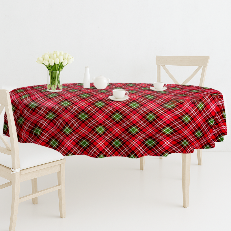 Ervi Teflonový ubrus na stůl oválný Royal Lux - Vánoční káro