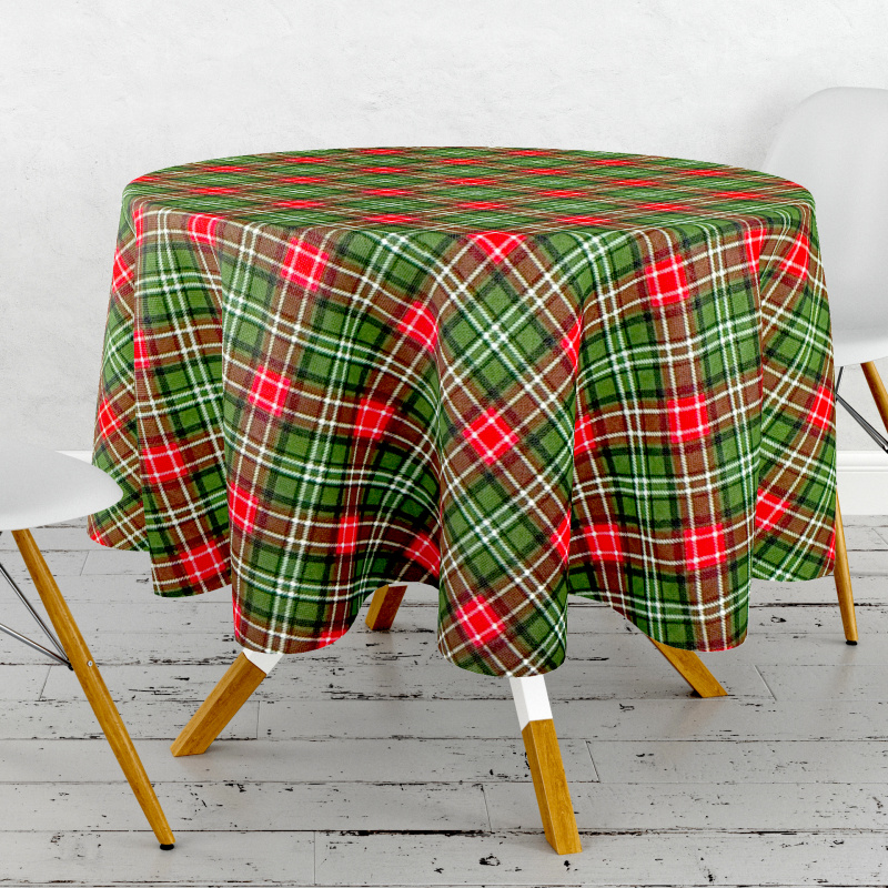 Ervi Teflonový ubrus na stůl kulatý Royal Lux - Tartan vánoční