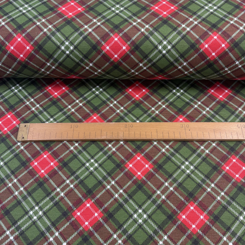 Ervi Teflonová látka/plátno Royal Lux š.180 cm - Tartan vánoční, metráž