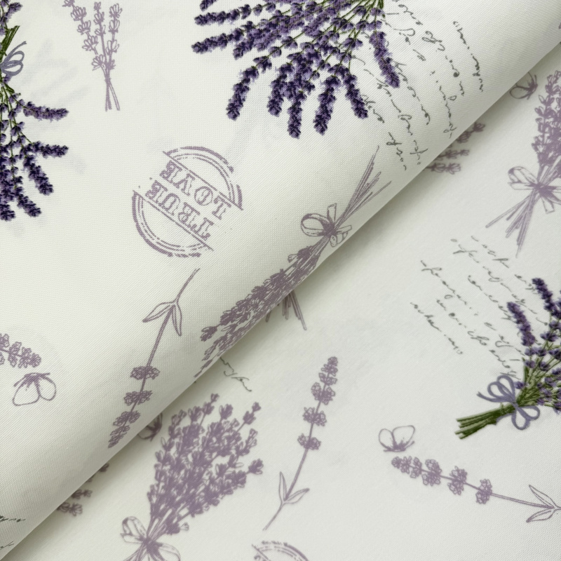 Ervi Teflonová látka/plátno Royal Lux š.180 cm - Levandulové kytice, metráž