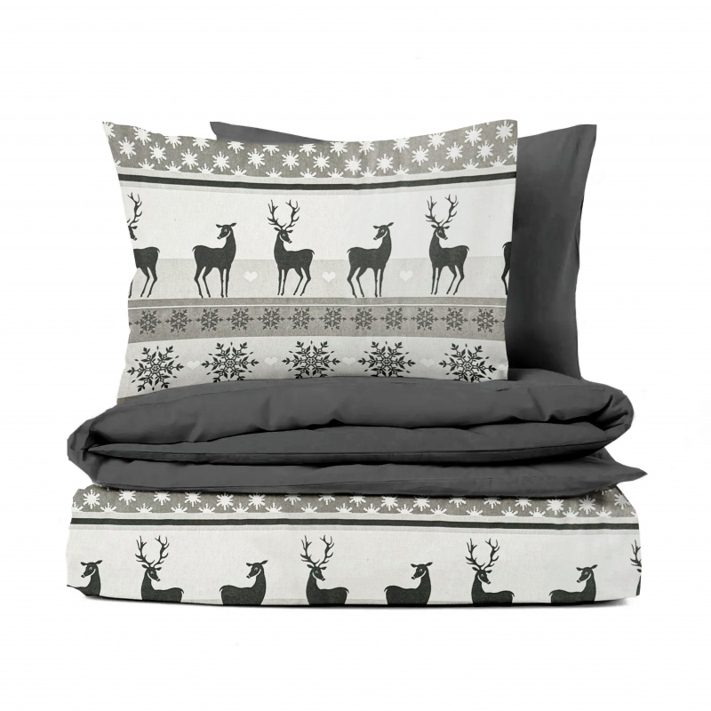 Ervi FLANELOVÉ bavlněné povlečení - Polární klid/tmavě šedé