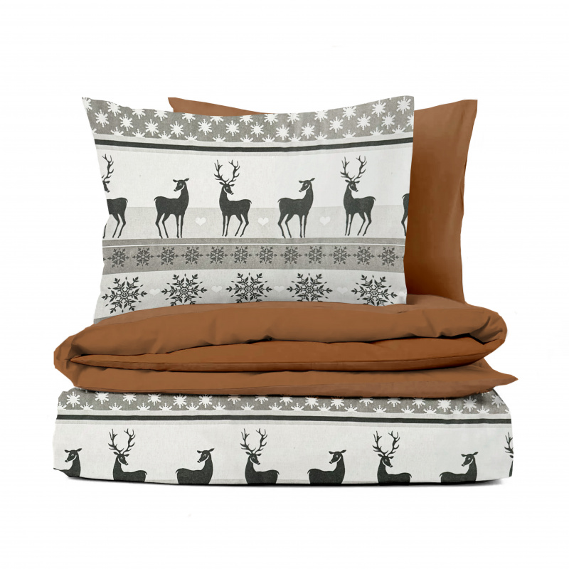 Ervi FLANELOVÉ bavlněné povlečení - Polární klid/hnědé