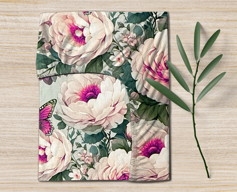 Ervi Saténové napínací prostěradlo - Snové růže