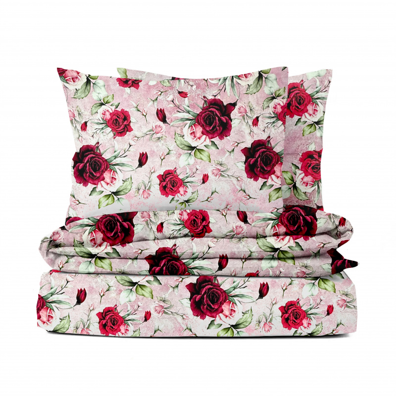 Ervi Bavlněné Saténové povlečení DELUXE - Růžové sn