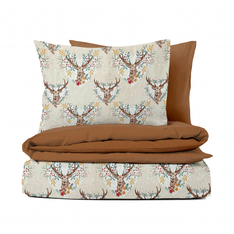 Ervi FLANELOVÉ bavlněné povlečení - Jelení Kouzlo/hnědé