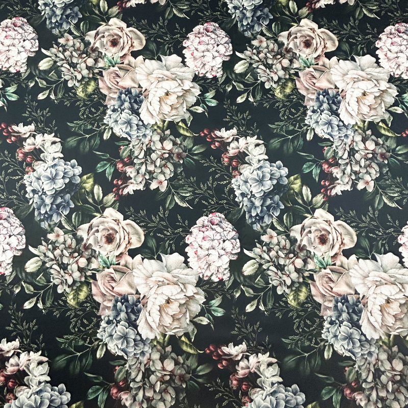 Ervi Luxusní bavlněný saténový župan DELUXE – Květinový sen / olivový