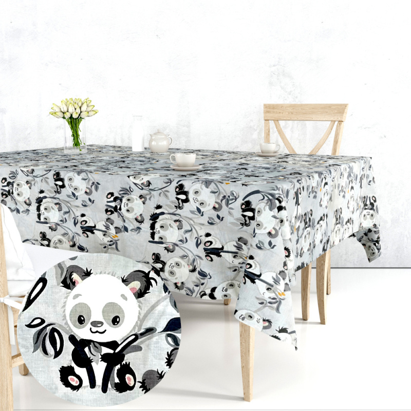 Ervi bavlněný ubrus na stůl obdélníkový - panda