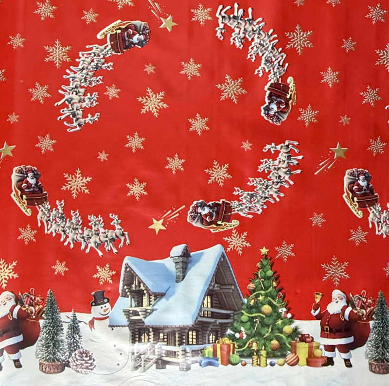 Ubrus PVC M-134A - Vánoční červený - Role 140cm x 20m