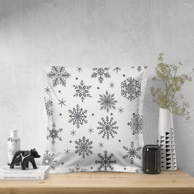 Ervi povlak na polštář bavlněný s lemem - Zimní kouzlo