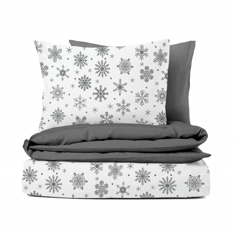 Ervi Bavlněné povlečení oboustranné - Zimní kouzlo/ šedé