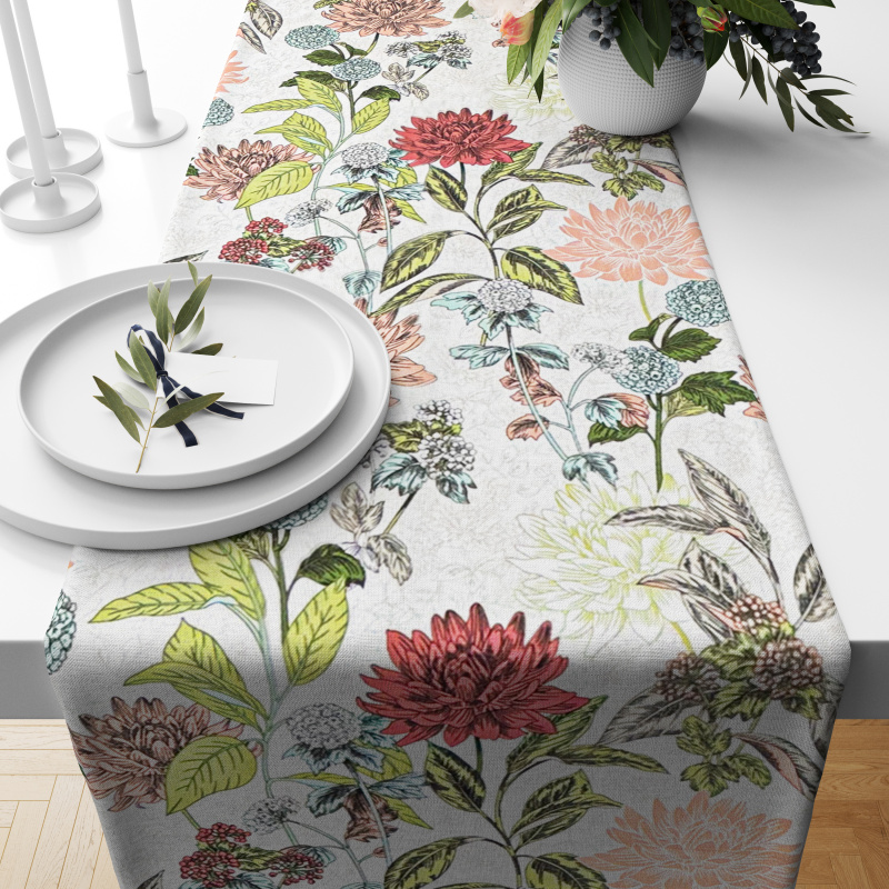 Ervi Teflonový běhoun na stůl Royal Lux - Zahrada chryzantém a jiřin
