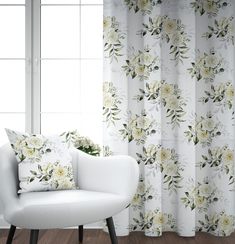 Ervi Saténový závěs DELUXE - Krémové růže