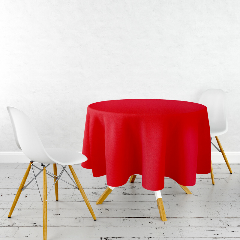 Ervi Saténový bavlněný ubrus na stůl kulatý – červený Sváteční