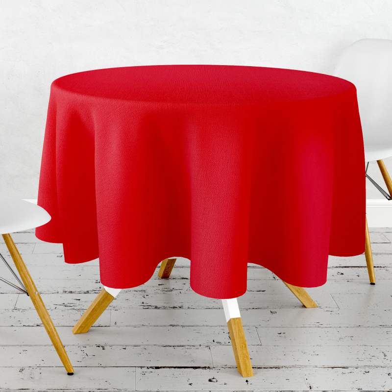 Ervi Saténový bavlněný ubrus na stůl kulatý – červený Sváteční