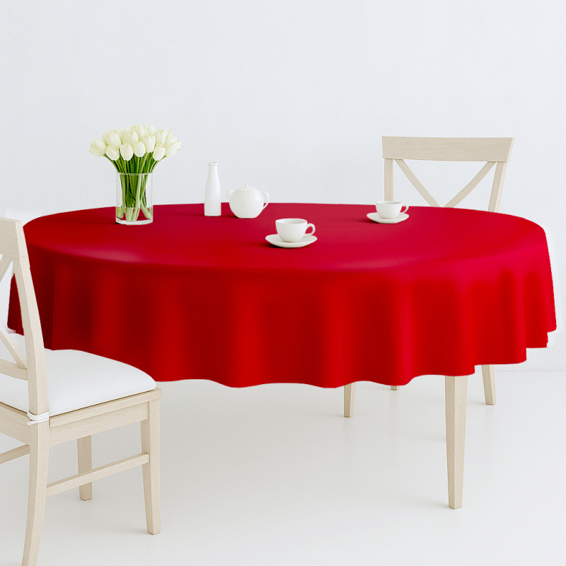 Ervi Saténový bavlněný ubrus na stůl oválný – červený Sváteční
