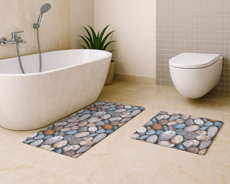 Sada koupelnových pěnových předložek D-242A - Říční kameny (různé velikosti)