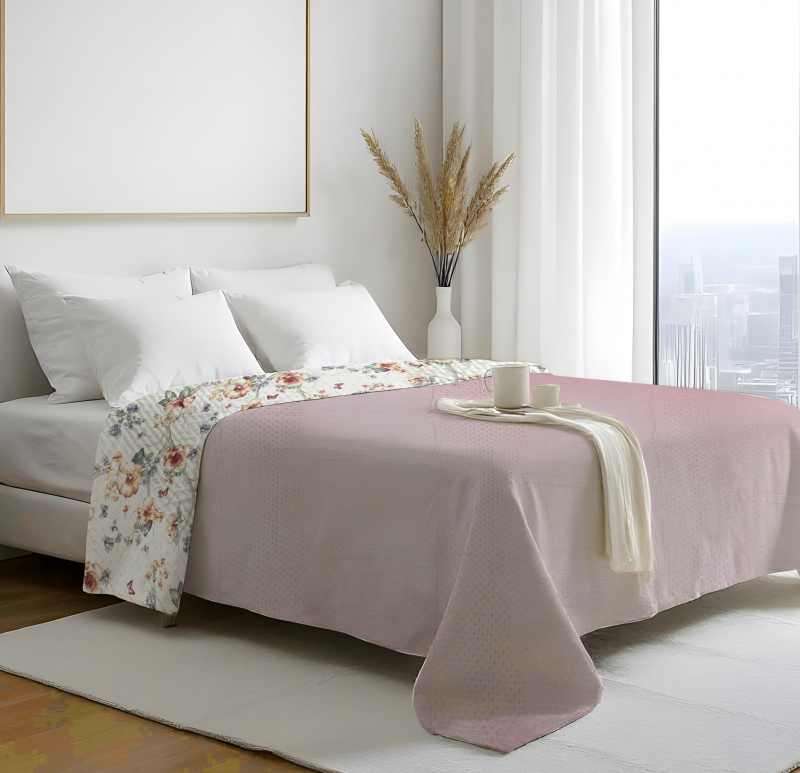 Přehoz oboustranný Colore - Pudrový / Magnolie