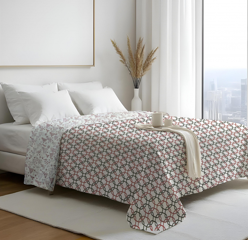 Přehoz oboustranný Colore - Barevné Smyčky / Zima, 200x220