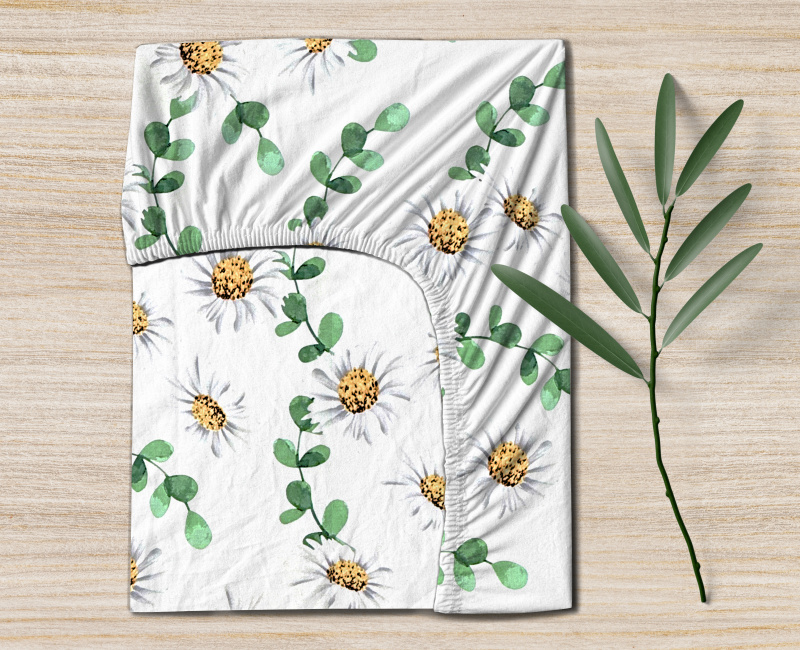 Ervi Bavlněné napínací prostěradlo - Heřmánková harmonie