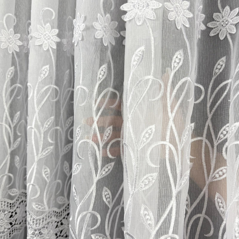 Ervi záclona bílá záclona s výšivkou - 2091, metráž - kopie