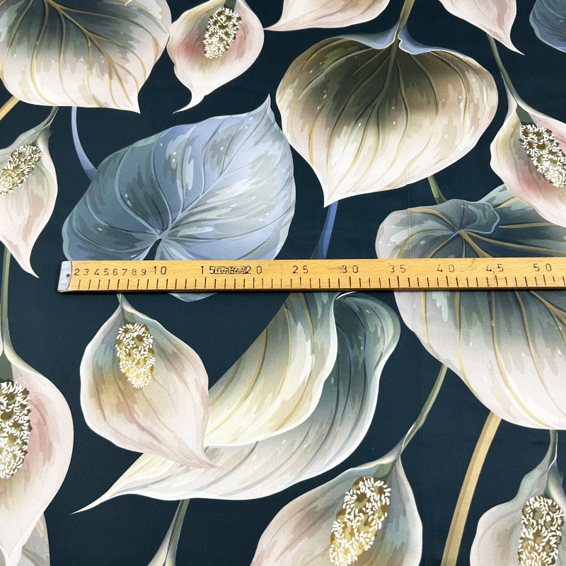 Ervi Luxusní bavlněný saténový dlouhý župan DELUXE – Neroli Dream