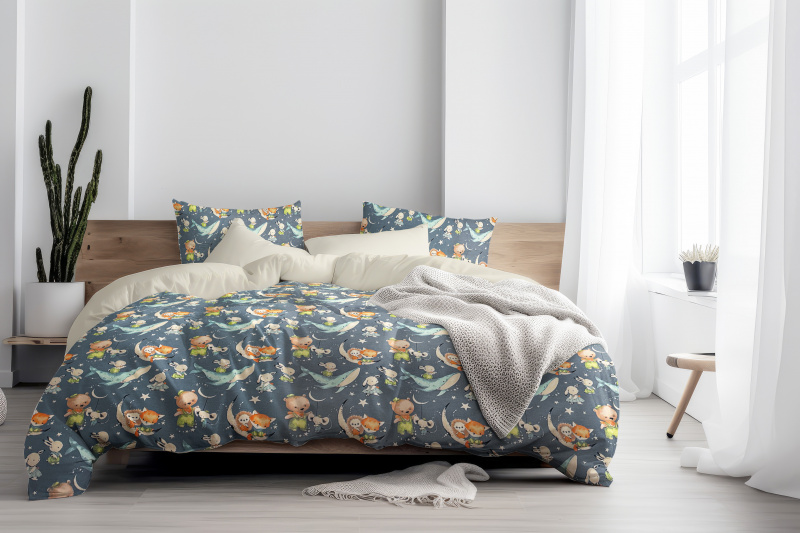 Ervi Bavlněné povlečení oboustranné - Hvězdná parta/béžové